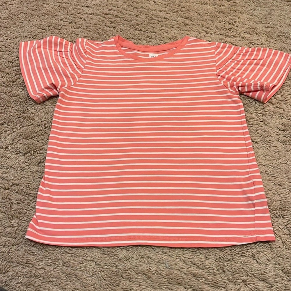 Girls Gap Kids Short Sleeve Striped Top T Shirt with Ruffle Sleeves size L